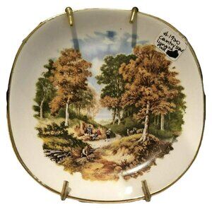 1930s Weatherby Falcon Ware Country Scene Plate With Brass Display Hanger BT453